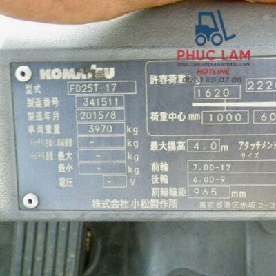 Xe Nâng Dầu Diesel 2.5 Tấn 